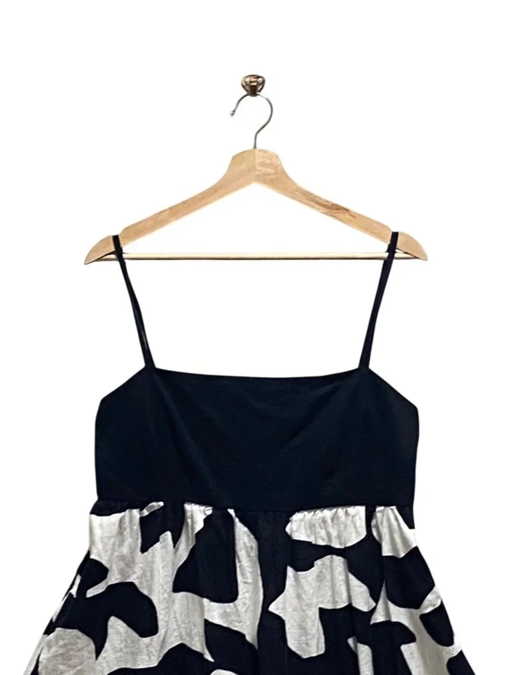 Abercrombie & Fitch Tie Back Babydoll Maxi Dress Black/White Size L Coastal Boho